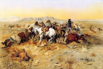 絶望的な立場のカウボーイ インディアン西部アメリカ人 チャールズ マリオン ラッセル Oil Paintings